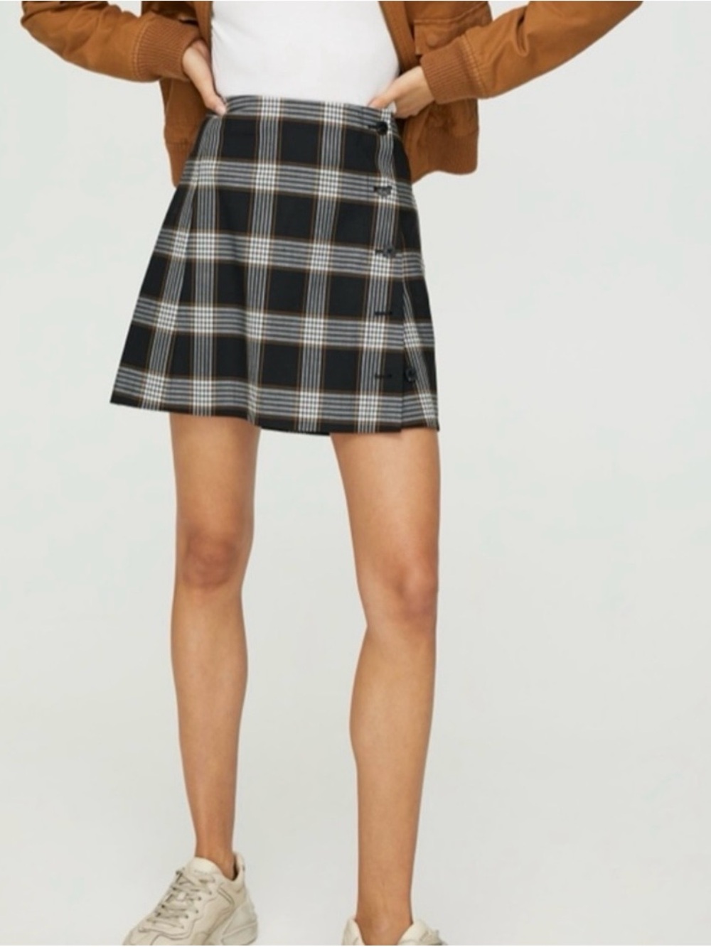 Sunday Best Black White and Gray Plaid Mini Skirt
